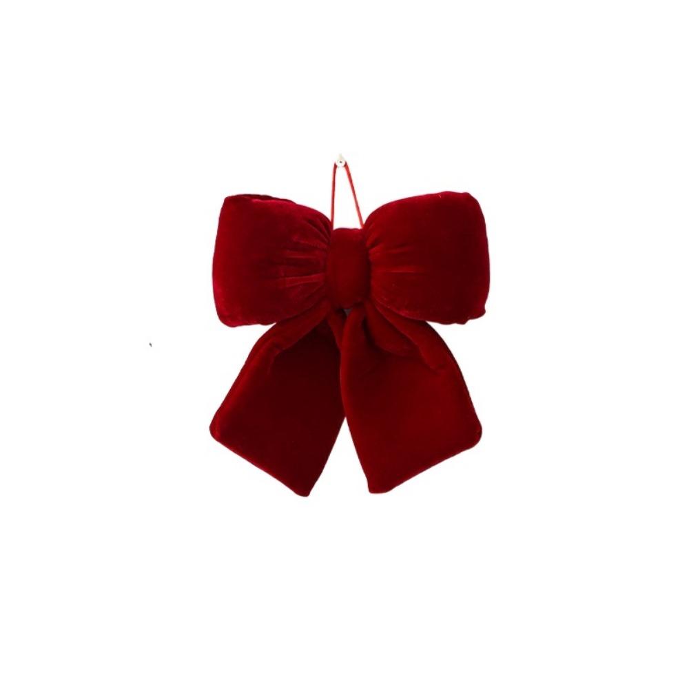 Vintage Christmas Red Bowknot Pendant Flannelette Bowknot Hanging Pendant  Christmas Party Supplies