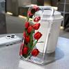 Aesthetic Red Tulip Bouquet Clear Phone Case for iPhone 17 16 Pro Max 15 Pro 14 13 12 11 16E X XR XS 7 8 Plus Protective Cover