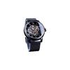 Forsining Men's Minimalist Retro Design Skeleton Watch Black with Transparent Business Mesh Band