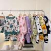 Barnpyjamas i korallfleeceflanell - Tecknad rundhalsad, förtjockad sammetsuppsättning för pojkar, flickor, bebisar