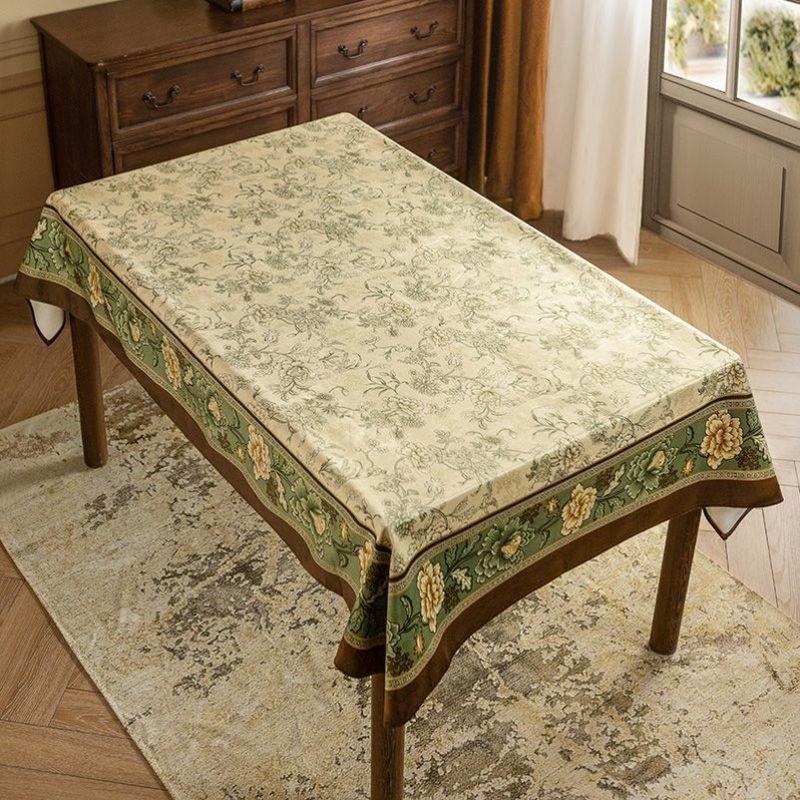 

American Style Florals Retro Fancy Table Cloth Non Slip Rectangular Fabric New Chinese Style Coffee Table Stuffed Cover Cloth M55-60 * 60cm Yingge-flannelette tablecloth