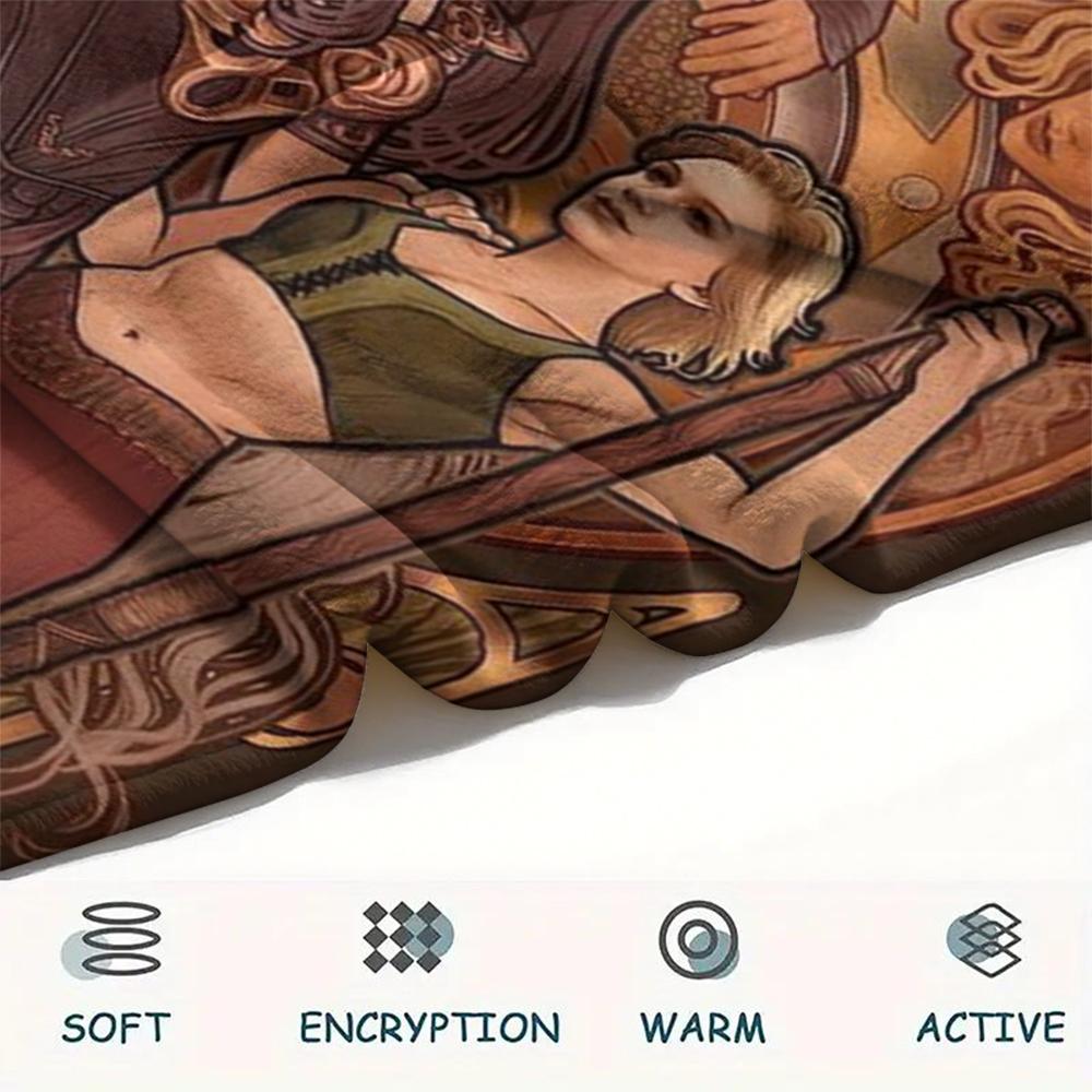 1PC Xena Warrior Print Flannel Blanket, High quality Comfortable for All Seasons, Home Decor, Warmth and Comfort, Perfect for Christmas Gifts252