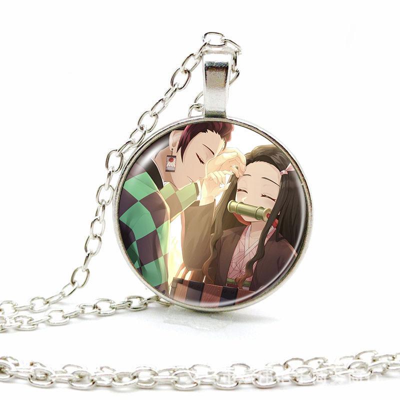 Anime Accessories Time Gem Necklace Alloy Glass Pendant Sweater Chain  European American Jewelry Fashion For Kids