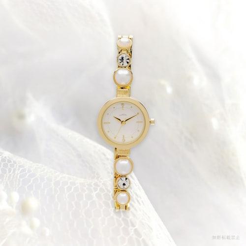 Fieldwork Women's Analog Watch with Metal Band and Bracelet, Pearl, Mepal, and Gold Accents, ST297-2
