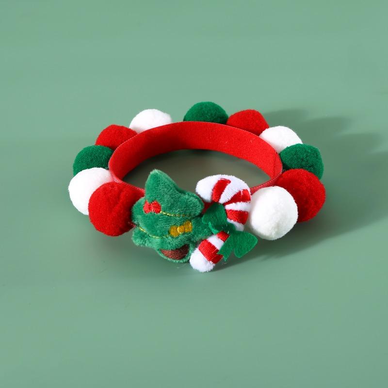 Christmas Pet Collars Cat Dog Funny Plush Balls Elastic Headpieces Party Accessories Small Medium-sized Dog Plush Cloth Dog Neck