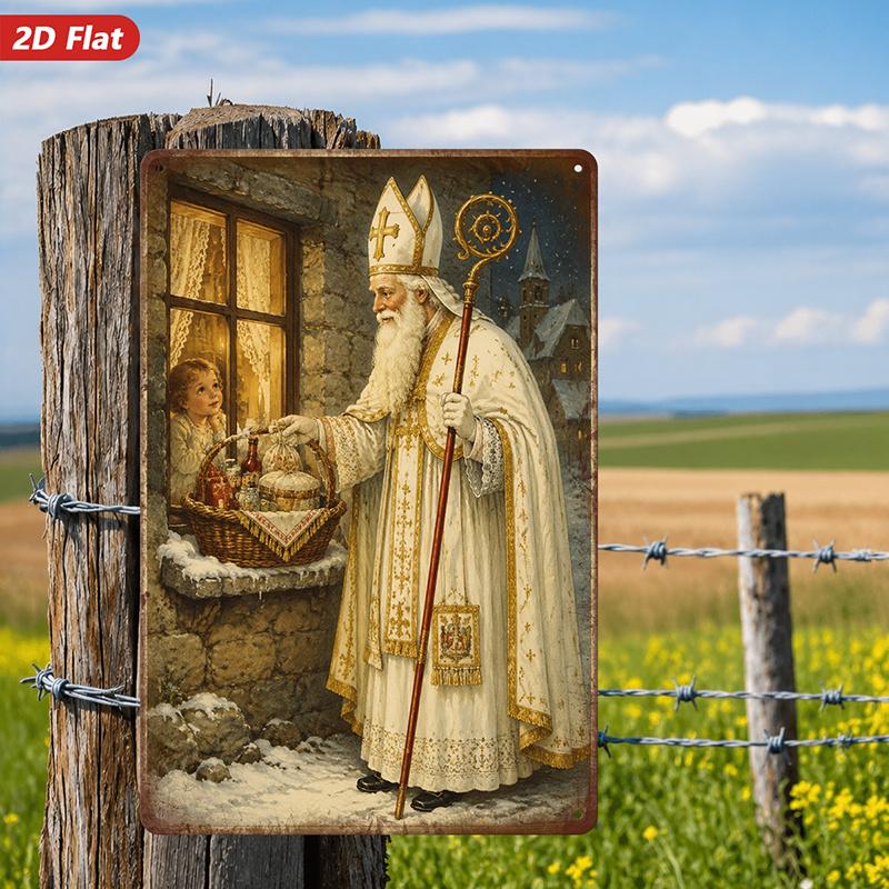 2D Flat Metal Sign Saint Nicholas 20cm x 30cm