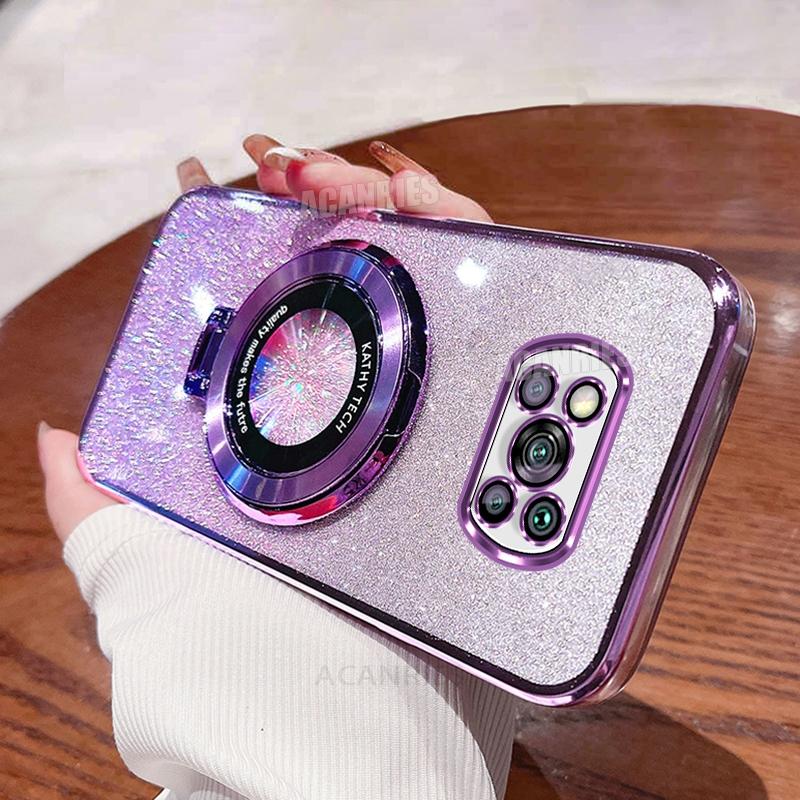 

Pocox3 Роскошный блестящий держатель для силиконового чехла для Xiaomi Mi Poco X3 Pro X3pro Nfc противоударный защитный чехол-подставка Pocox3pro Poco X3 Nfc