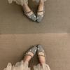 Inner height increase retro evening breeze temperament rhinestone word with Mao Mao single shoes women's shoes autumn and winter with skirts Mary
