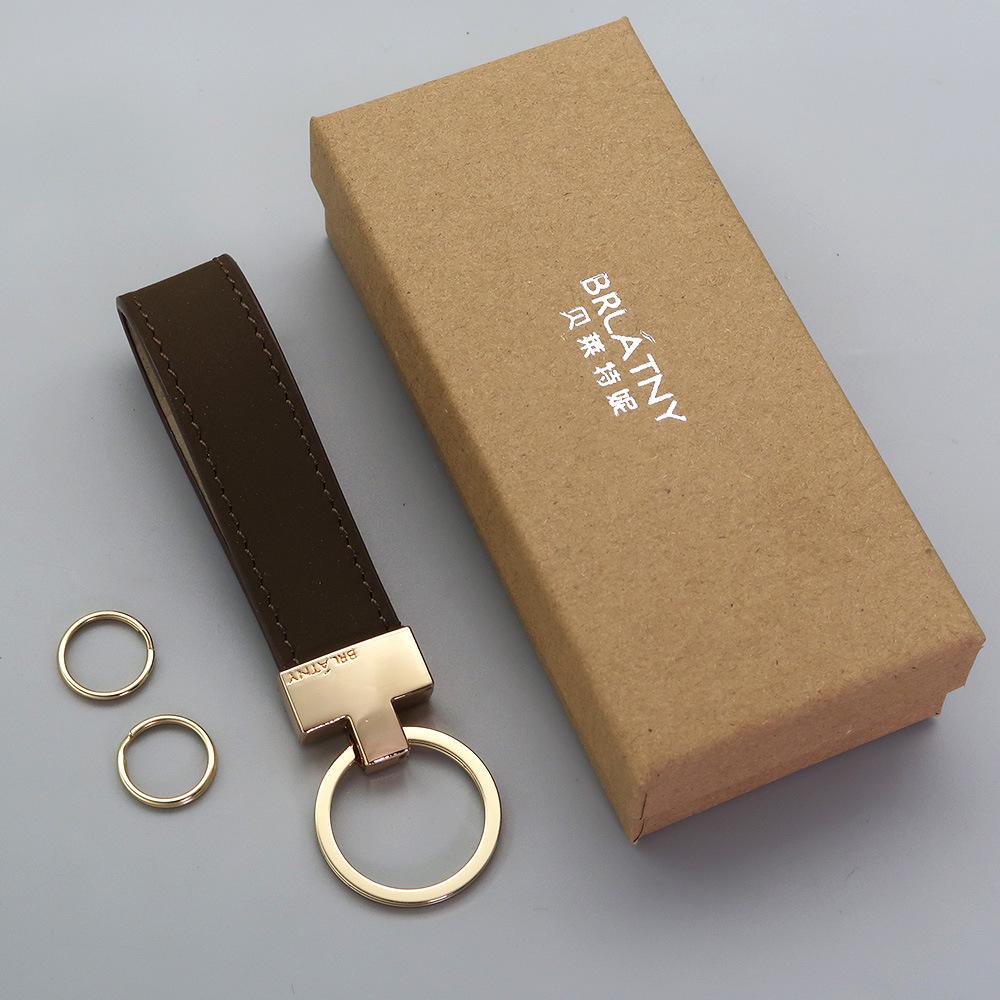 Belleterny Frosted Genuine Leather Keychain - Luxury Keyring Pendant with Logo Customization.