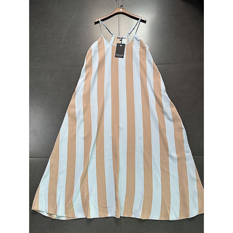 

Export Single Linen Cotton Series Sling Large Swing A- line Contrast Color Irregular Dress Swing Dress Long Dress for Women Chiffon blue wide BT2558 L/XL
