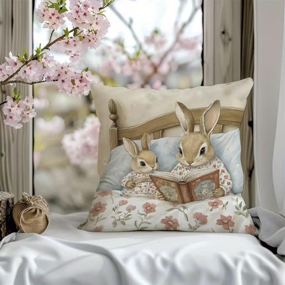 Sofa Pillow Pillowcase Skin-friendly Short Plush Cute Animal Cat Pillow Cover Living Room Cushion Cover Without Core