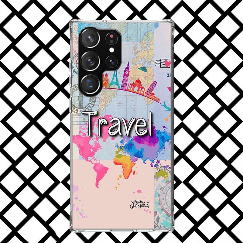 World Map Travel Plans Phone Case for Samsung Galaxy S26 S25 Edge S24 S23 Ultra S22 Plus S21 FE S20 + Soft Cover Print Fundas Ga