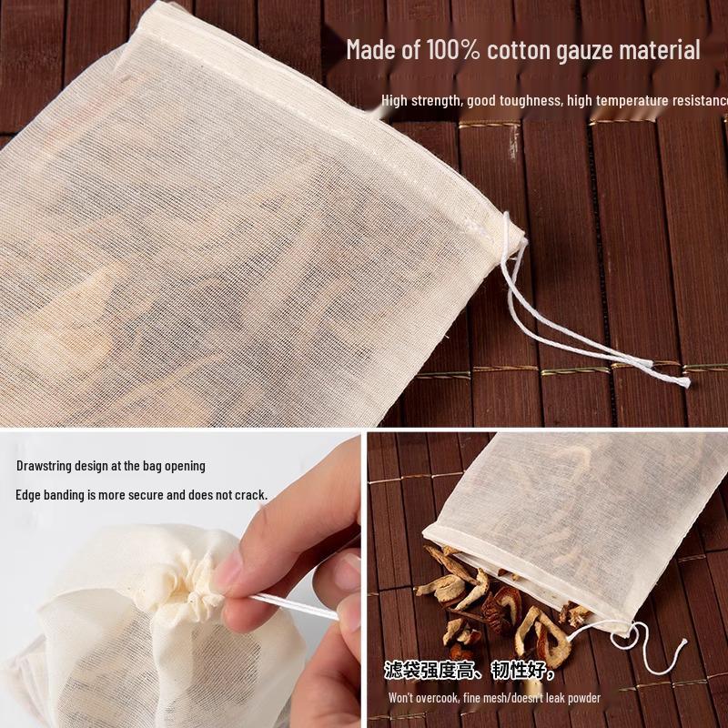 Pure Cotton Gauze Spice and Decoction Bag for Seasoning, Soup, and Tea.