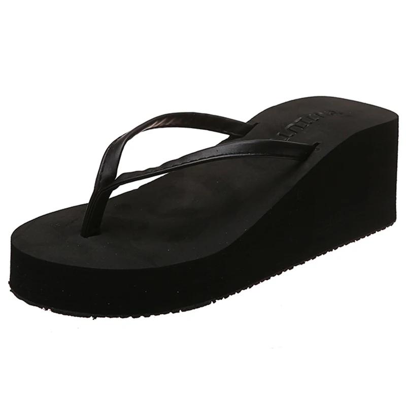 Damen Sommer Strand Keilabsatz Zehentrenner Leichtgewichtige Zehensteg Plateau Sandalen Frau Hochhackige Outdoor Pantoletten Orthopädische Schuhe