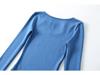Spicy Girl Diamond Buckle Hollow U-Neck Plus Velvet Long-Sleeved Slim-Fit Top for Women - Stylish for Spring, Autumn & Winter