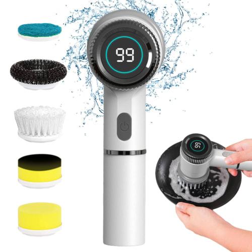 Electric Rotating Cleaning Brush, Bath Polisher, Turbo Pro, Two Rotation Modes, LED Power Display, Cordless
