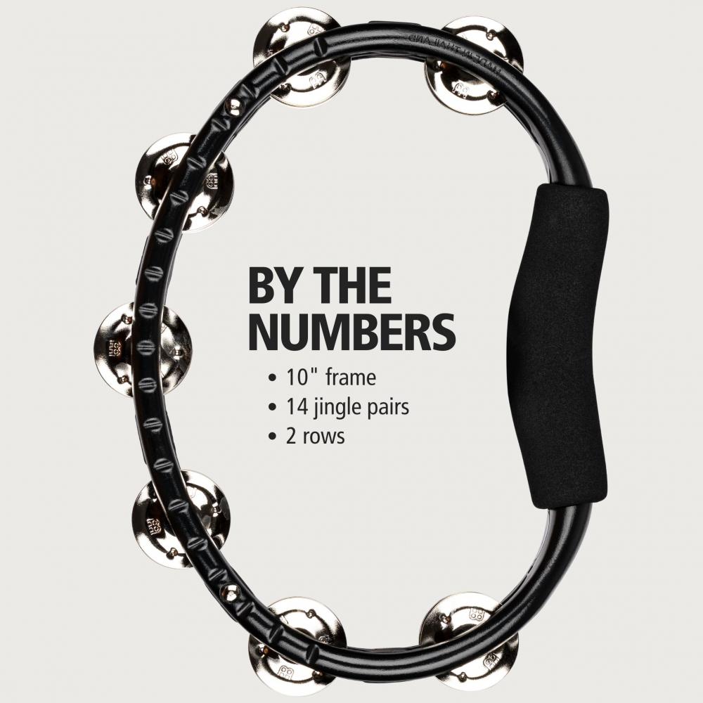 MEINL Percussion Traditional ABS Tambourine Steel Jingles Black TMT1BK