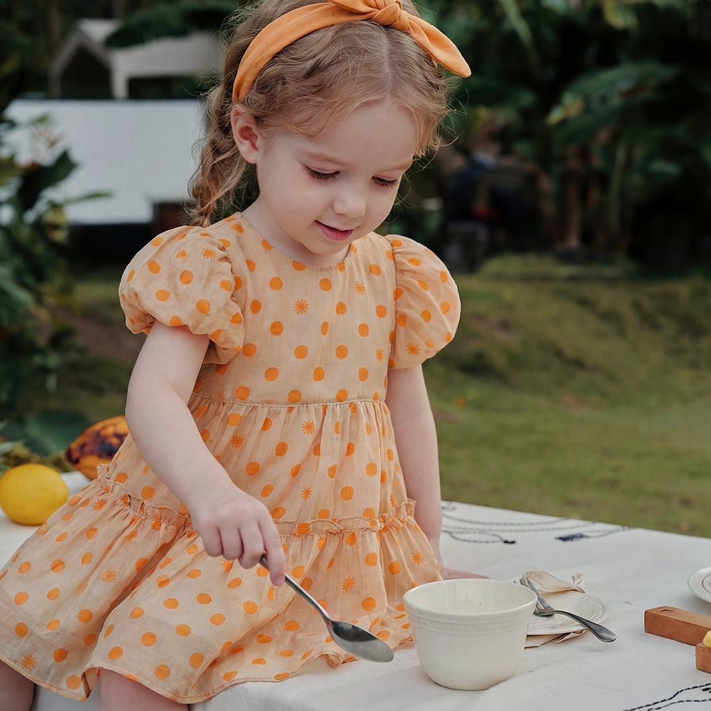 Mini Balabala Girls' Skirt Baby Skin friendly, Comfortable, Sweet and Cute Polka Dot Dress Summer 2026