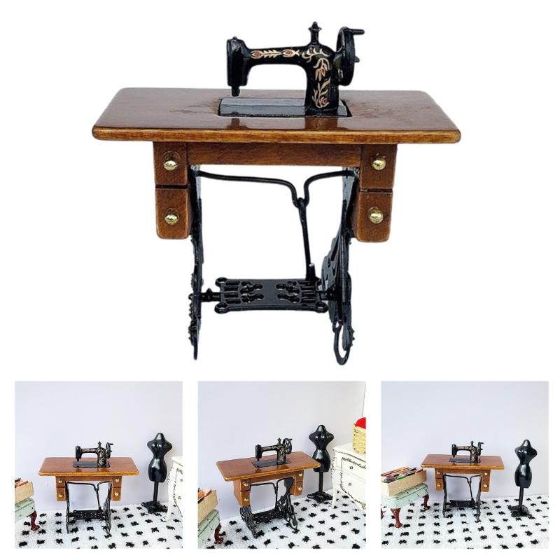 Realistic Miniature Sewing Machine Dollhouses Decors Retro Design for Nostalgic Collectors and Home Decoration