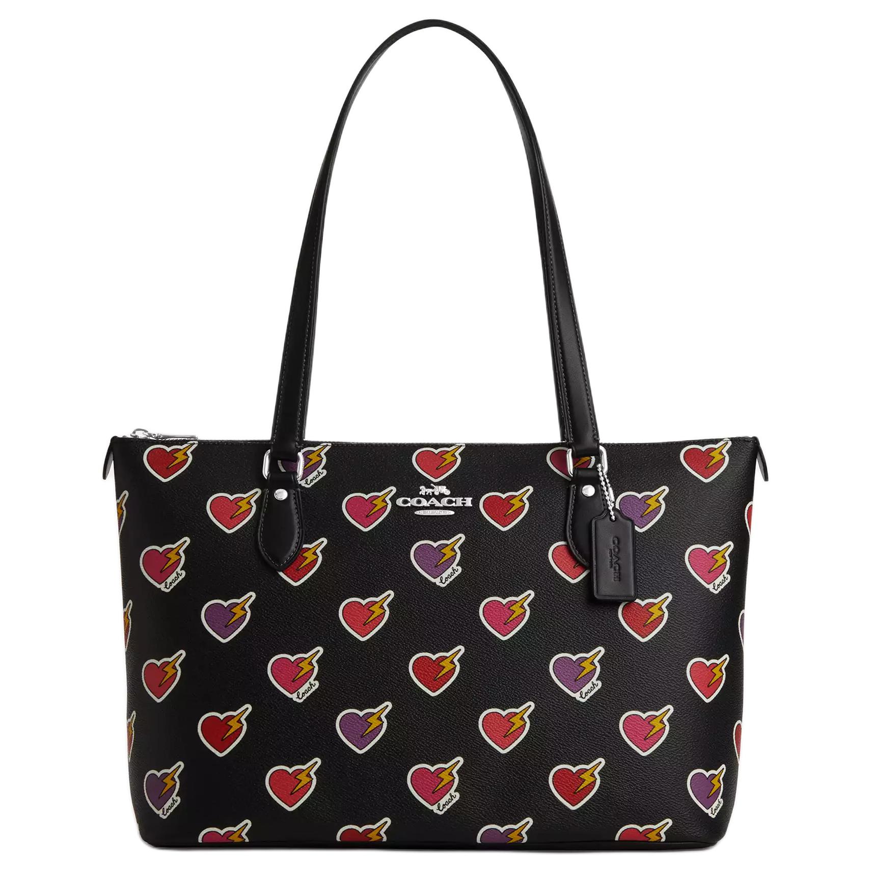 

Coach Gallery 37 Heart Bolt Print Zipper Tote Bag Women Tote Bags Black CW434-SVA47 Basic Set (Bag+Dust Bag)