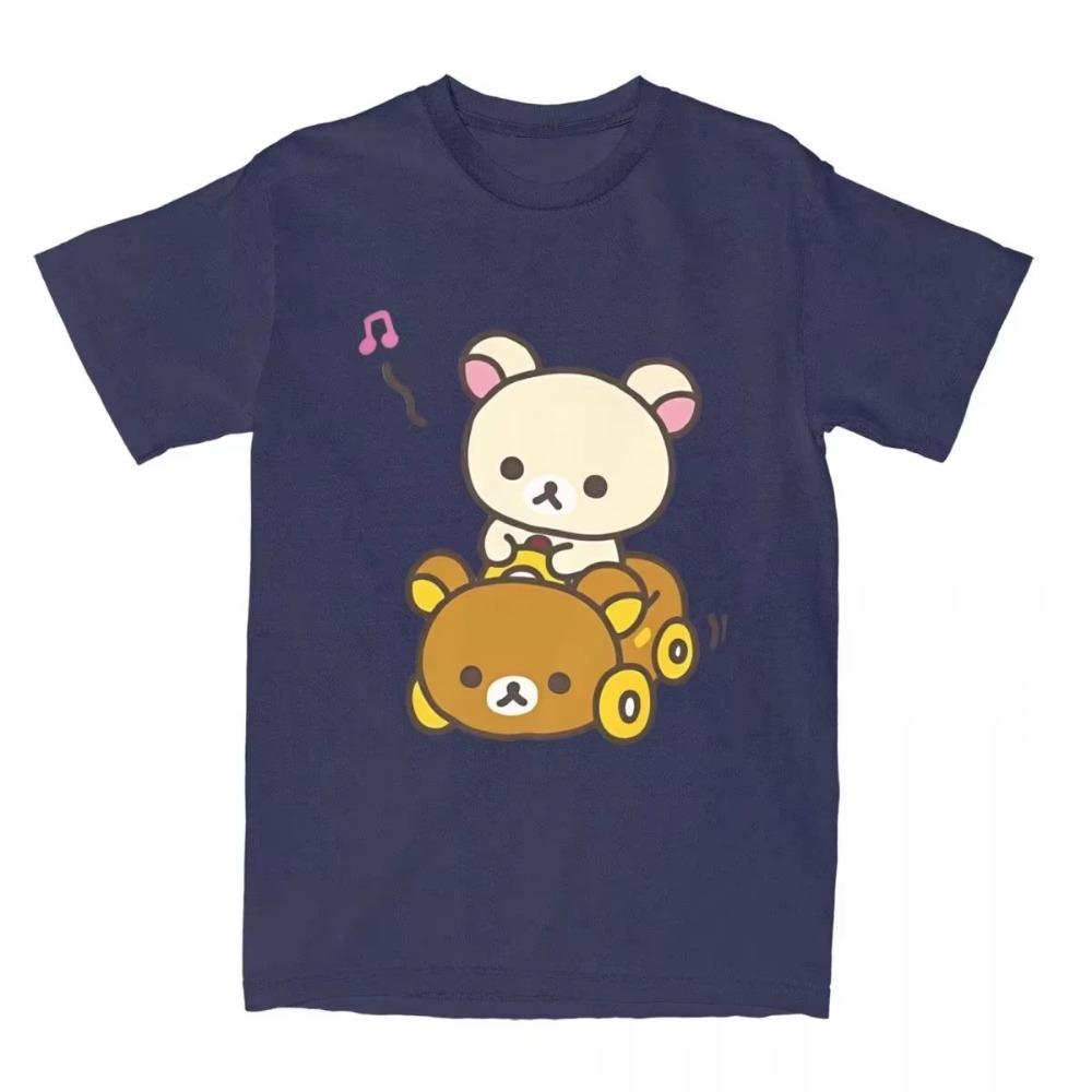 Car Drive Rilakkuma T-Shirt for Men Women Hipster Cotton Tee Shirt O Neck Short Sleeve T Shirt Plus Size Clothing