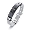 Vnox Laser Christian Lord's Prayer Cross Bracelet Men Russian Spanish Hebrew Personalized Gift