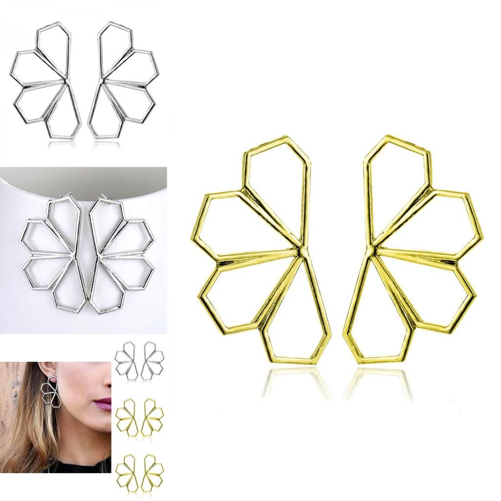 Elegant Geometric Hollow Alloy Earrings Trendy Statement Jewelry For Women