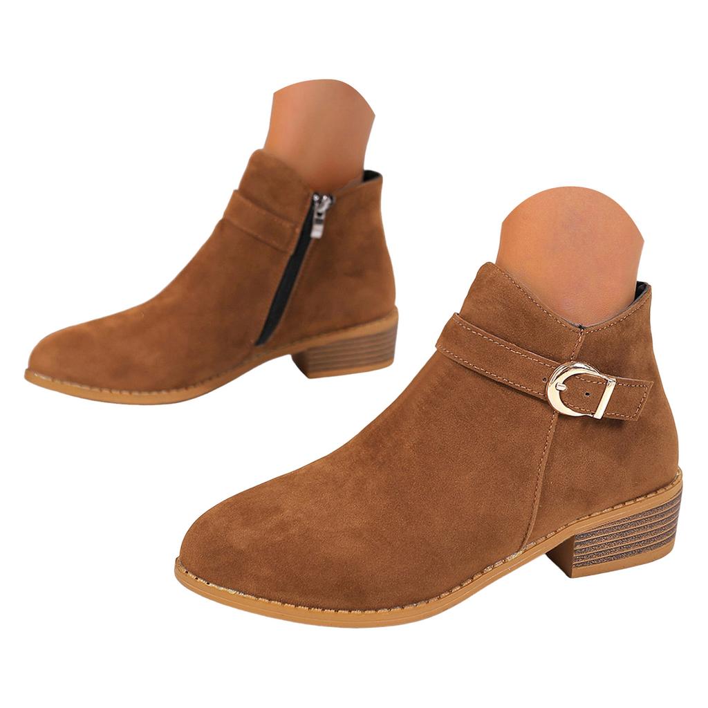 Chunky Heel Women's And Winter Short Boots Fashionable Square Head Bare Boots Shoes Pointed Toe And Bare Boot Socks for Women