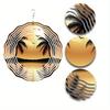 Double Coconut Tree Sunset Reflection Wind Chime with 360 Hook Metal Garden Decor for Outdoor Balcony Lawn Spring Summer Fall Winter