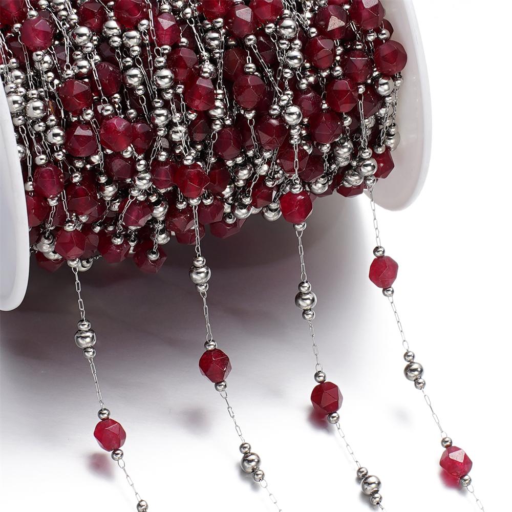 1meter/Lot Colorful Faceted Stone Beads Beaded Stainless Steel Chains for Bracelet Necklace Anklet DIY Jewelry Making Supplies