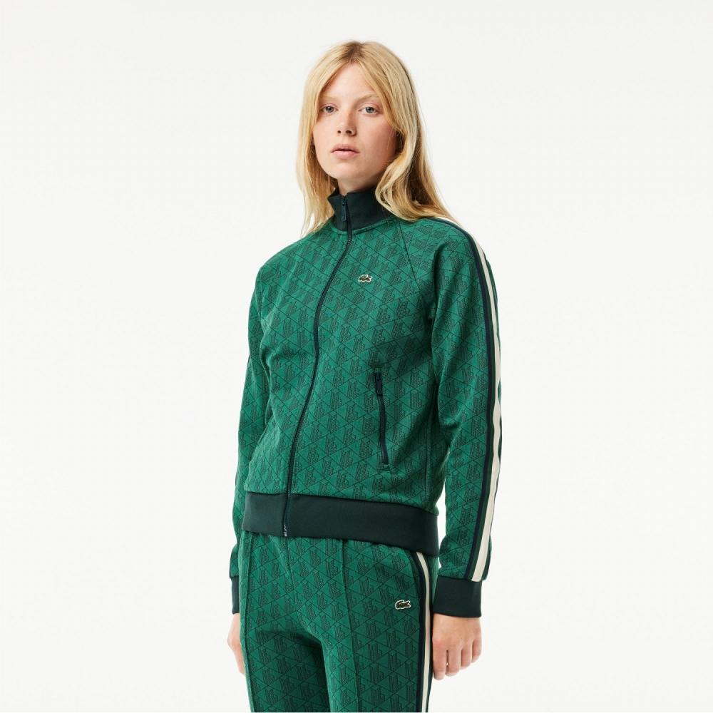 

LACOSTE Женская футболка с высоким воротником и монограммой на молнии [зеленый] 034