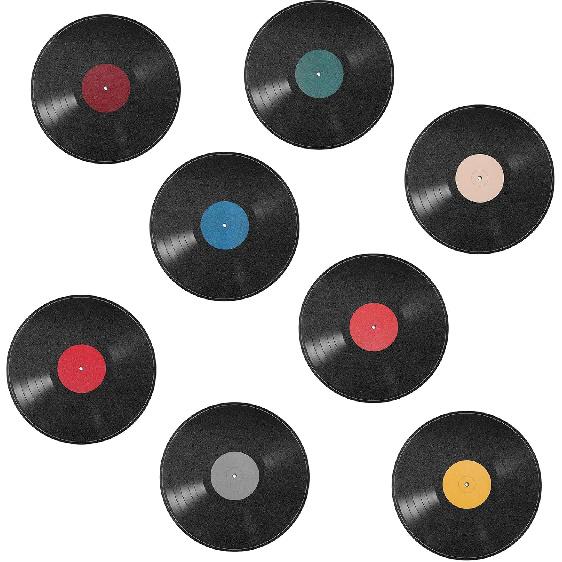 8 Pcs Vinyl Record Decorr Stickers 8.86 Vinyl Records Decorations Album Cover Posters Wall Art Decorative Blank Fake Vinyls Record Vintage Aesthetic