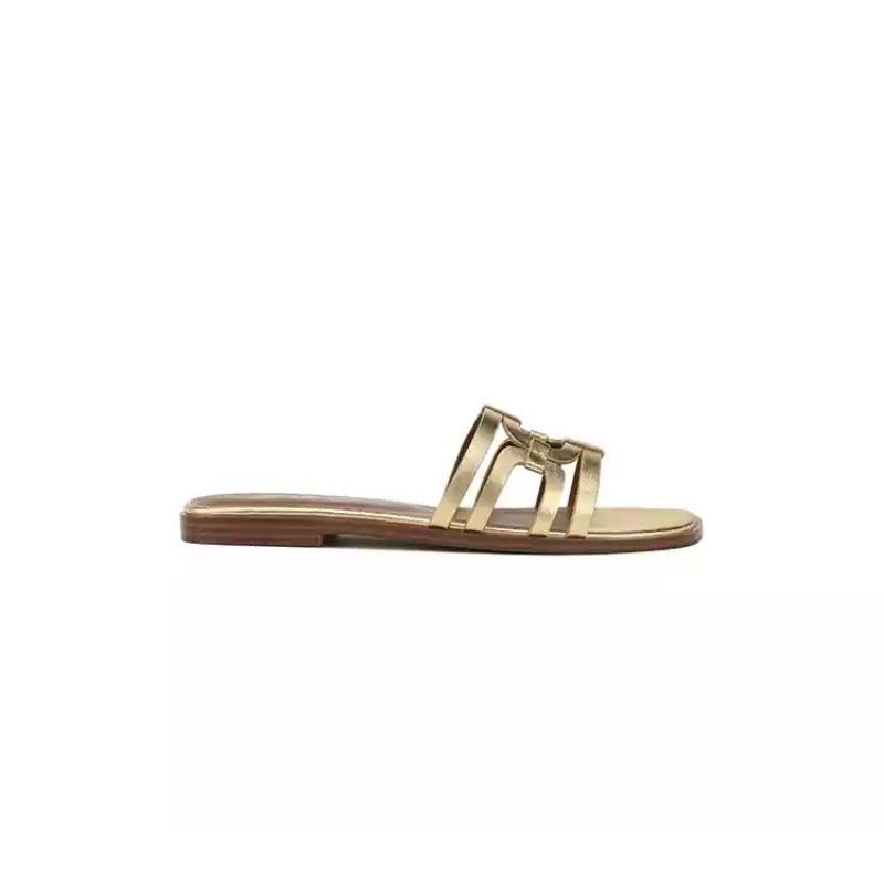 [] Milan drag~ stitching one word beach flat bottom slippers women's sandals outside wear summer