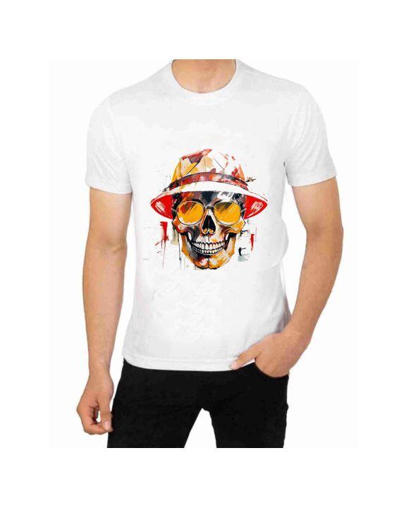 

Skull Face Wearing a Fedora Hat T shirt for Men Apparel Pets Animals 5XL різнокольоровий