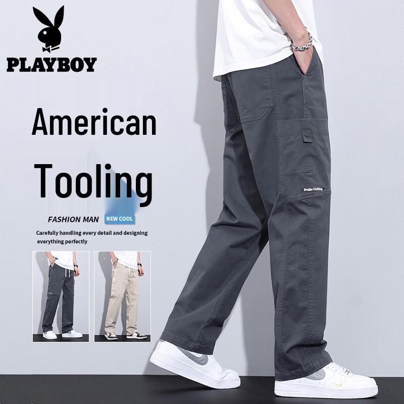 Playboy Men's Casual Loose Straight-Leg Workwear Pants