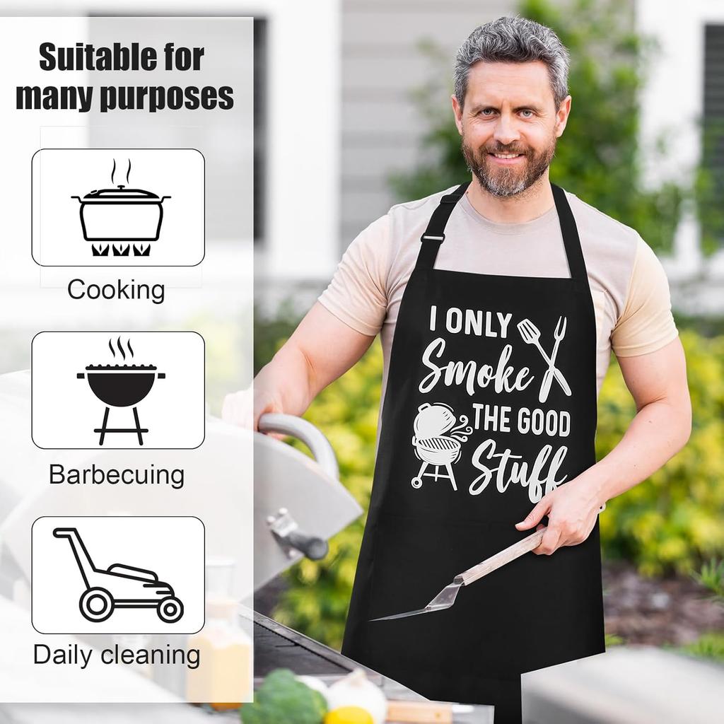 Funny Aprons for Men, Professional Kitchen Cooking Aprons with Two Pockets, Adjustable Chef Apron Bib Apron Gift