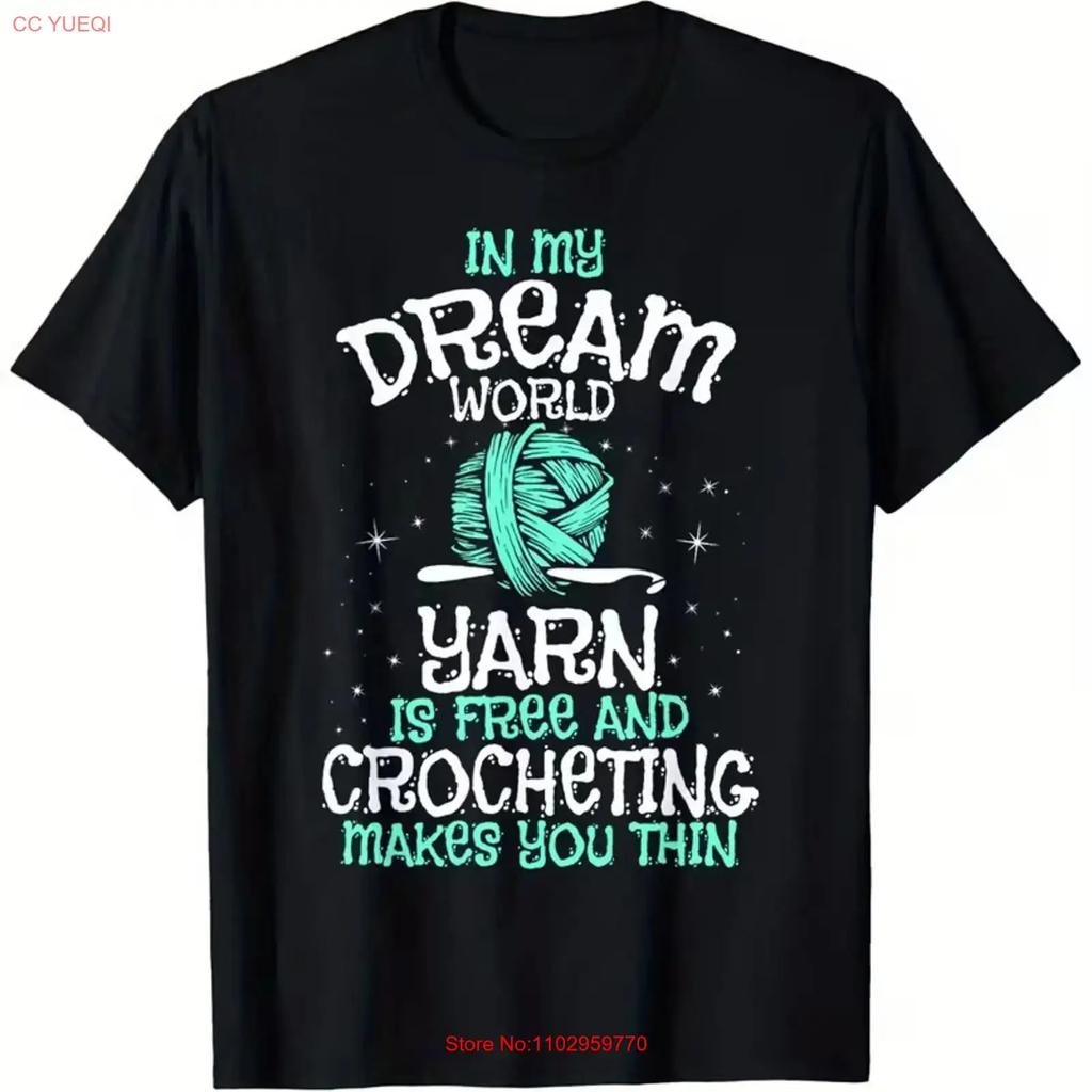 Crochet Yarn Is Free Crocheter Crocheting T Shirt 100 Cotton Plus Size MenS vintage Washed Versatile Top For Everyday Wear