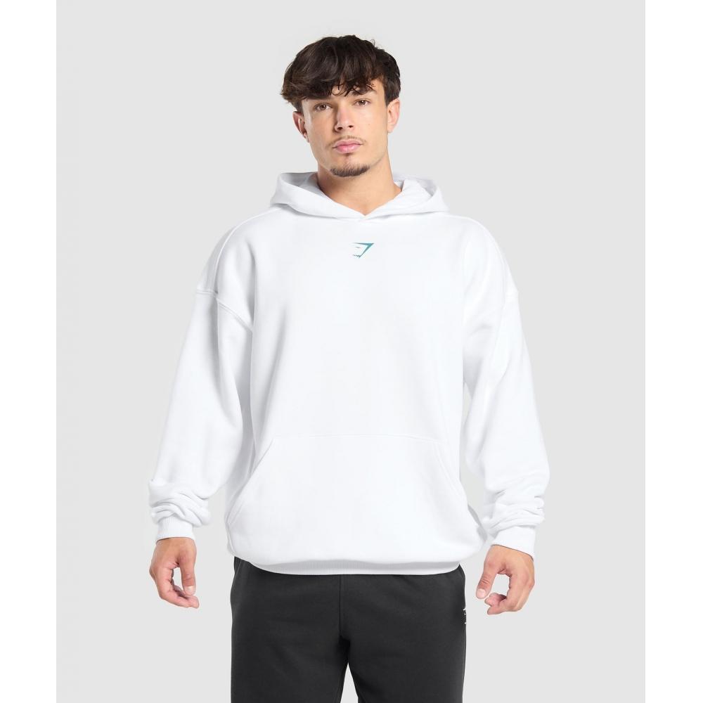 Gymshark Lifting Club Hoodie White Artificial Teal A1c8c Wc65