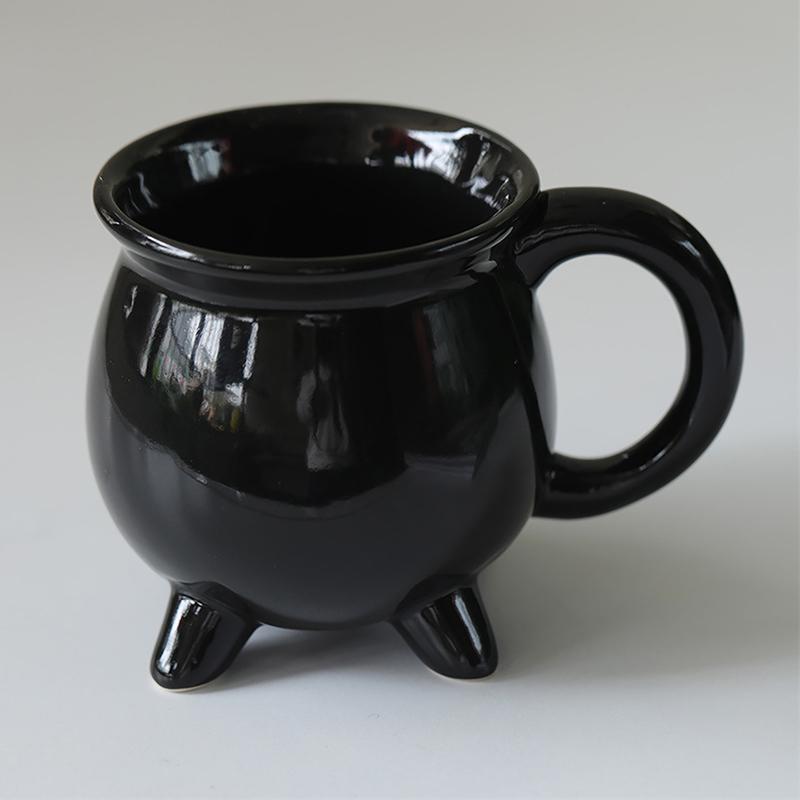 Creative Witches Brew Witch Cauldron Coffee Mug Black Ceramic Coffee Cups Halloween Tabletop Decoration For Halloween