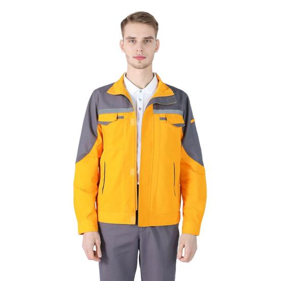 

2Pcs/Set Welding Work Clothes Stand Collar Long Sleeve Zipper Closure Jacket Long Pants Set Reflective Strips Tear-Resistant Workwear XL