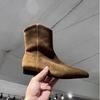 Vintage Mattierte Spitzstiefel Damen Winter Fleece Grober Absatz Western Cowboy Martin Stiefel