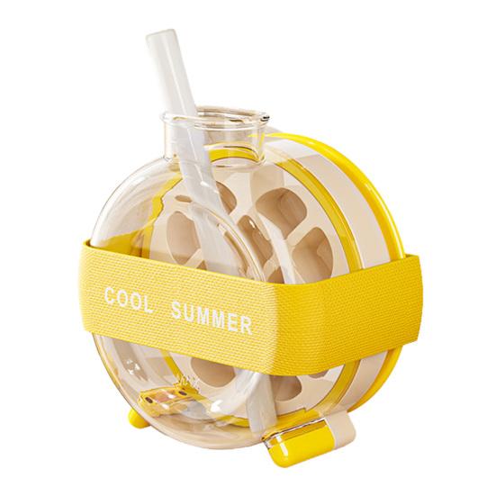 Ice Cube Bottle 2 Cube Making Bottle In 1 Ice with Straw Portable жёлтый