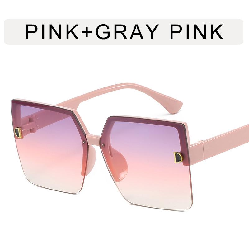 Fashion Trendy Women Sunglasses Square Shape Big Frame Semi-rimless Sunglasses Female High Quality Women Sun glasses