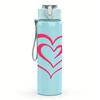 1PC Double Outline Pink Heart 750ml Color Plastic Sports Water Bottle Leakproof Flip Straw Lid Suitable for Sports Office Home Use