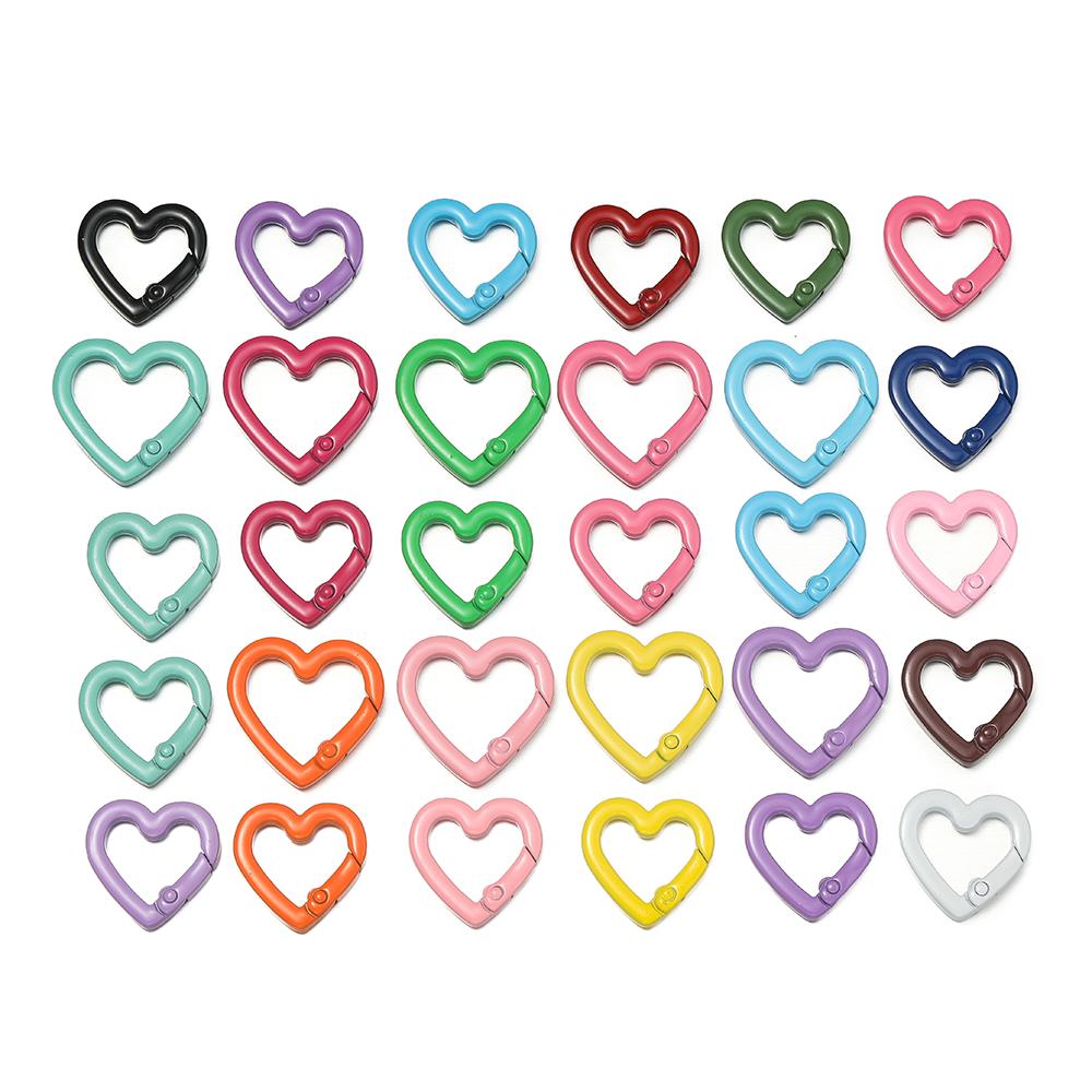 5pcs Metal Heart Spring Clasp Openable Love Shape Carabiner Keychain Clips Hook Dog Chain DIY Jewelry Buckles Connector