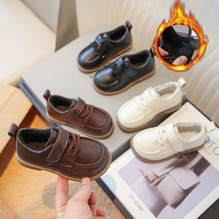 2025 spring new British style baby leather shoes soft-soled toddler shoes spring and autumn children's beanie shoes single shoes autumn style