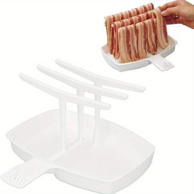 Microwave Bacon Rack, Reusable Tray, Oil Drainage, Healthier Crispy Bacon Cooker for Home, Outdoor, Commercial Use