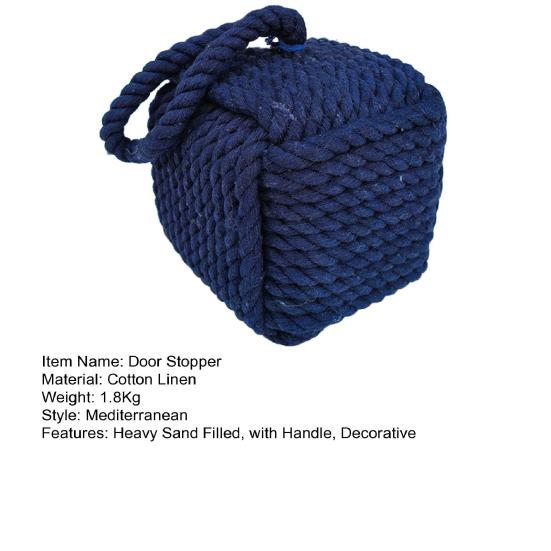 Weighted Door Stopper Heavy Sand Filled Door Stop with Handle Home Office Indoor Decorative Handmade Cotton Rope Ball Floor Doorstop