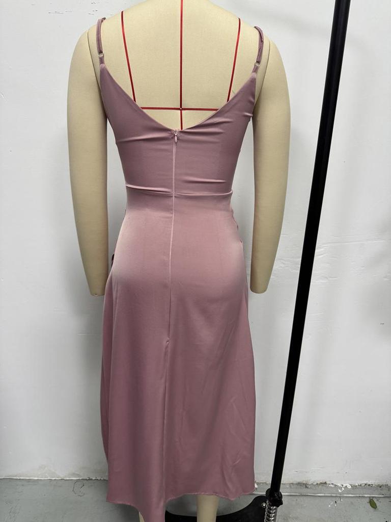 Women's Japanese Silk-like Satin Dress – Spring/Autumn, Sexy Pleated Bridesmaid/Formal Skirt