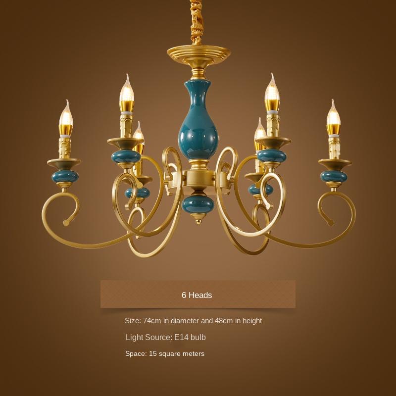 Свеча-люстра, простая и ретро-гостиная, столовая и украшение для домашнего освещения 6 headlights